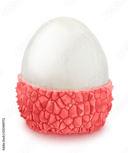 Shelled lychee isolated on a white background.