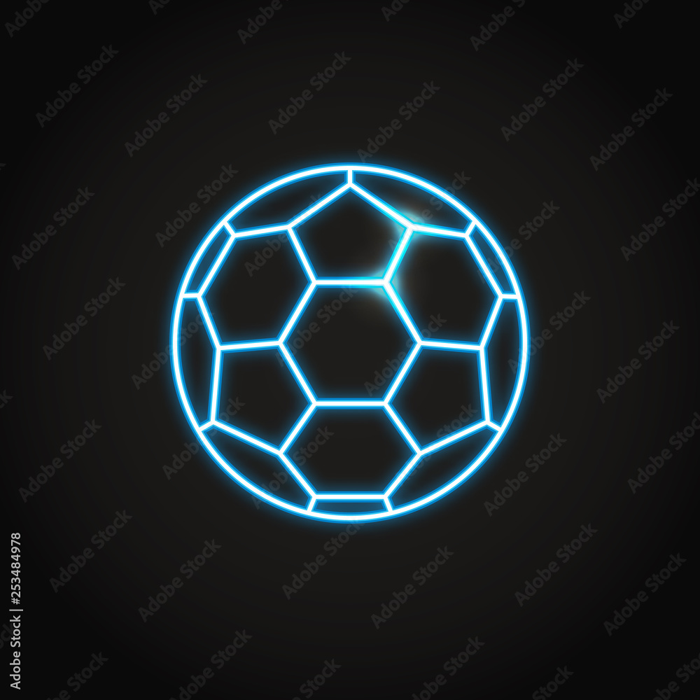 Soccer ball icon in glowing neon style
