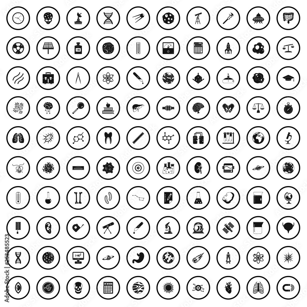 100 science icons set in simple style for any design vector illustration 100 science icons set in simple style for any design vector illustration