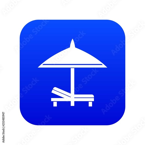 Bench and umbrella icon digital blue for any design isolated on white vector illustration