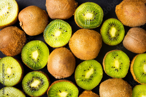 Kiwi on a wooden table top view