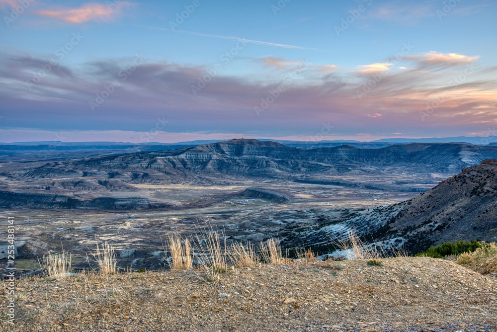 Dusk over the town of Rock Springs, Wyoming