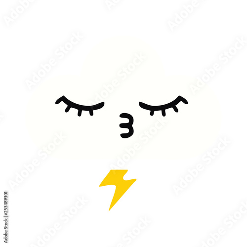 flat color retro cartoon thunder cloud