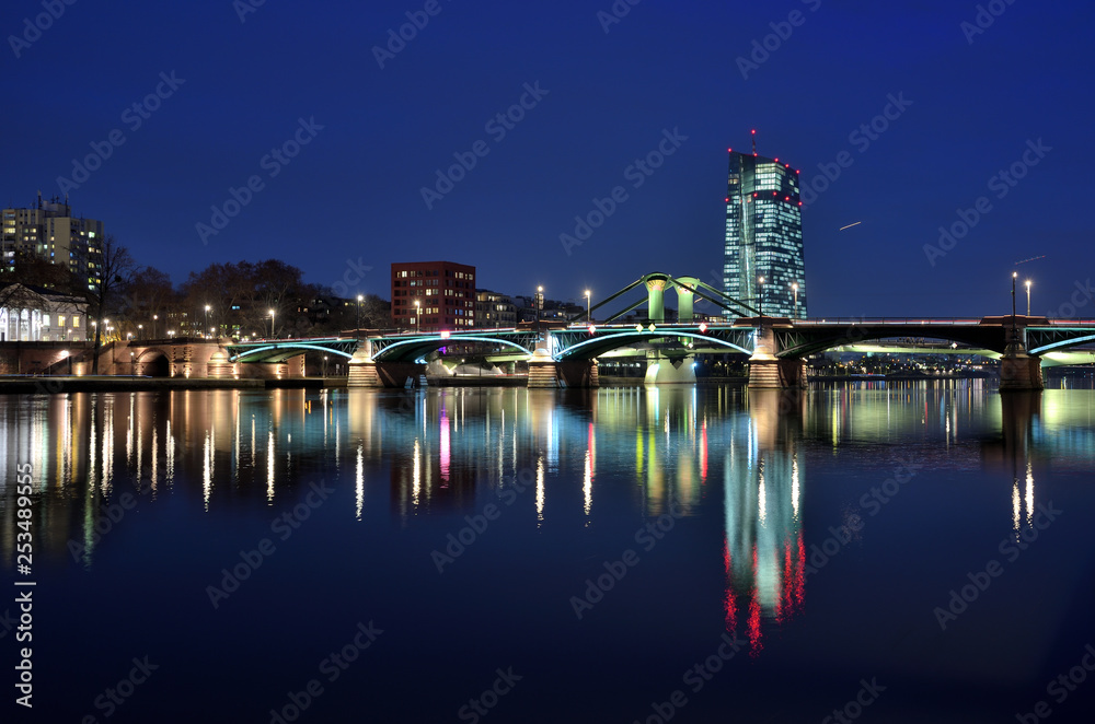 Skyline Frankfurt mit der Europäischen Zentralbank