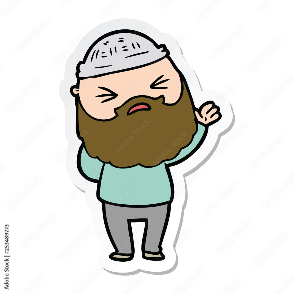 sticker of a cartoon man with beard sticker of a cartoon man with beard