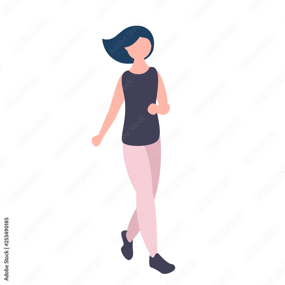 Cute flat style girl jogging Cute flat style girl jogging