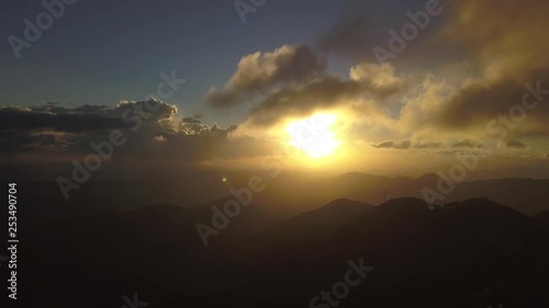 Cloudy Sunset in Mountains photo