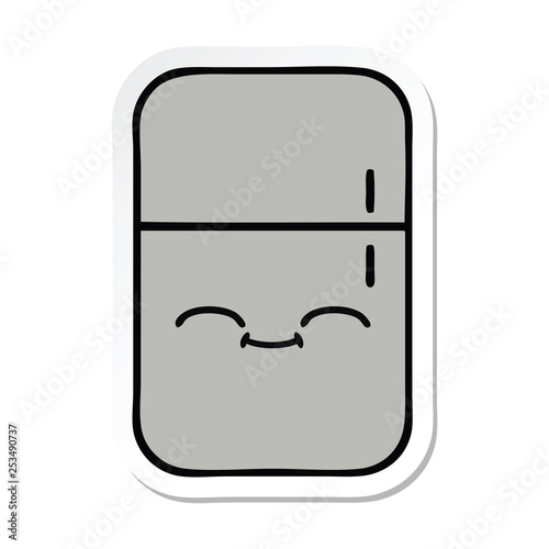 sticker of a cute cartoon fridge freezer