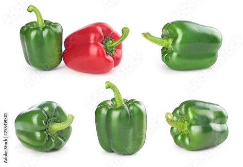 set of green pepper on a white background