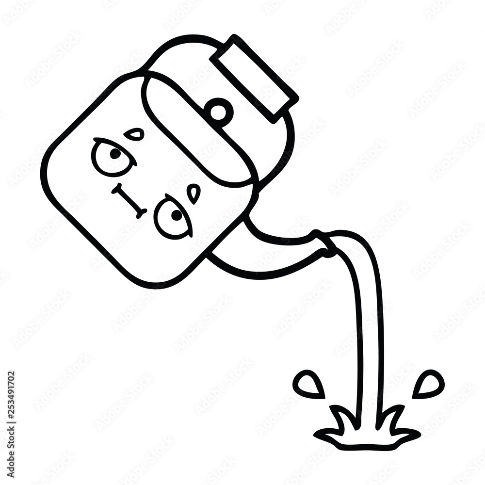 line drawing cartoon pouring kettle line drawing cartoon pouring kettle