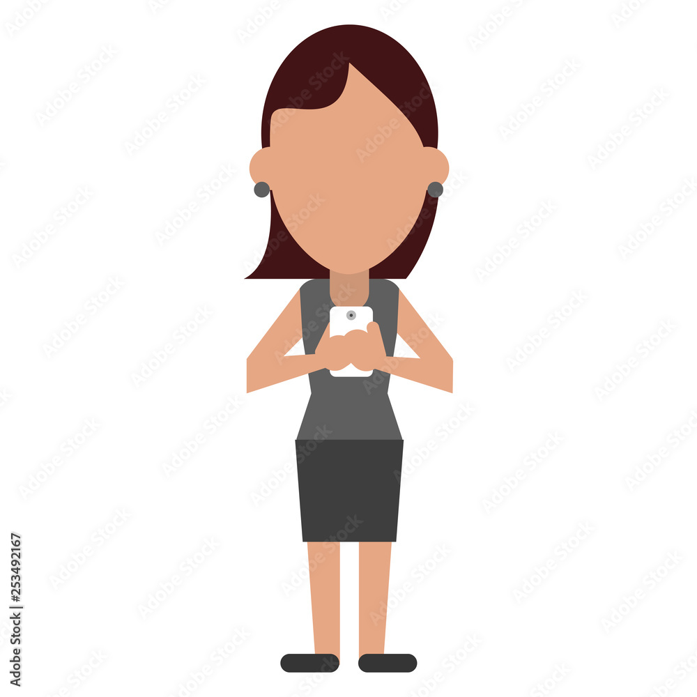Woman with smartphone avatar cartoon Woman with smartphone avatar cartoon