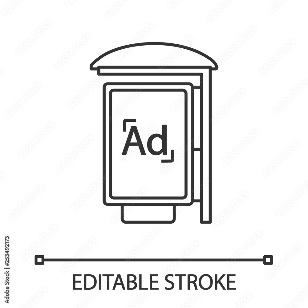 Bus stop advertisement linear icon Bus stop advertisement linear icon