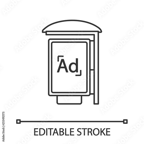 Bus stop advertisement linear icon