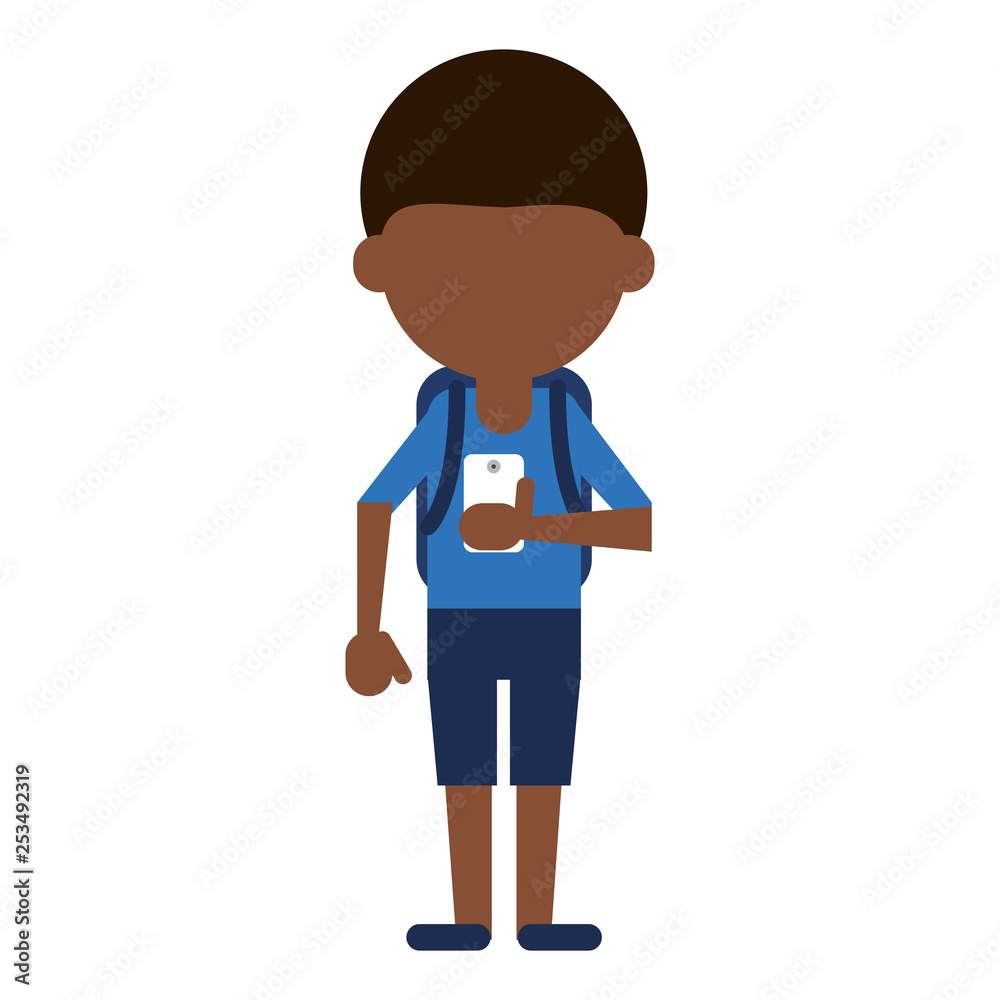 man using smartphone avatar cartoon man using smartphone avatar cartoon