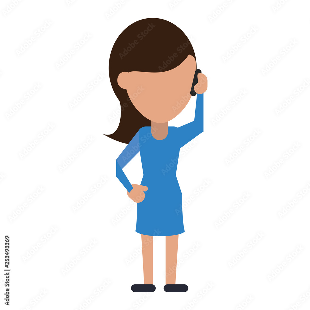 Woman with smartphone avatar cartoon