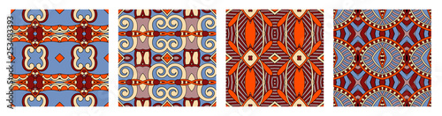 set of different seamless colored vintage geometric pattern