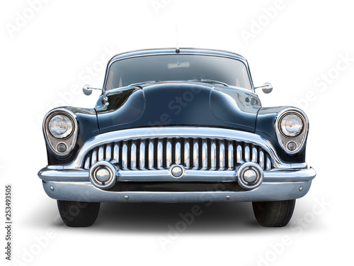 Classic American car isolated on white