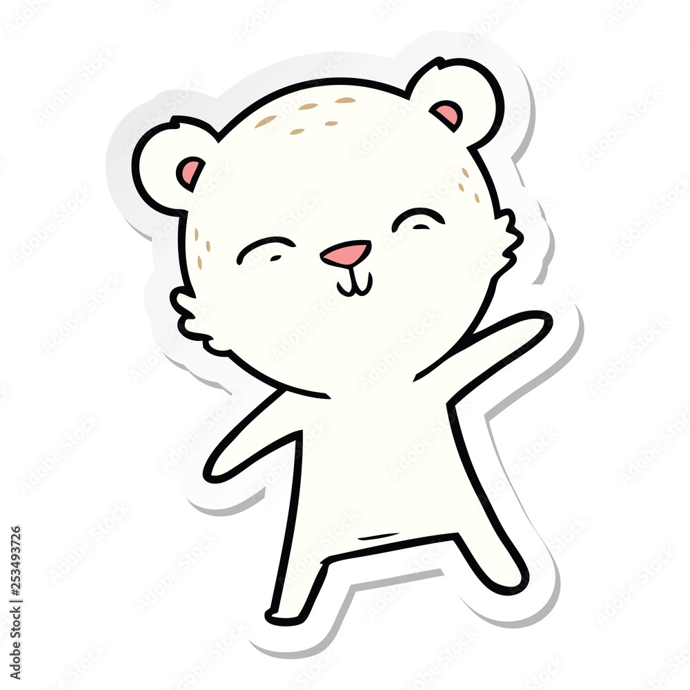 sticker of a happy cartoon polar bear pointing sticker of a happy cartoon polar bear pointing