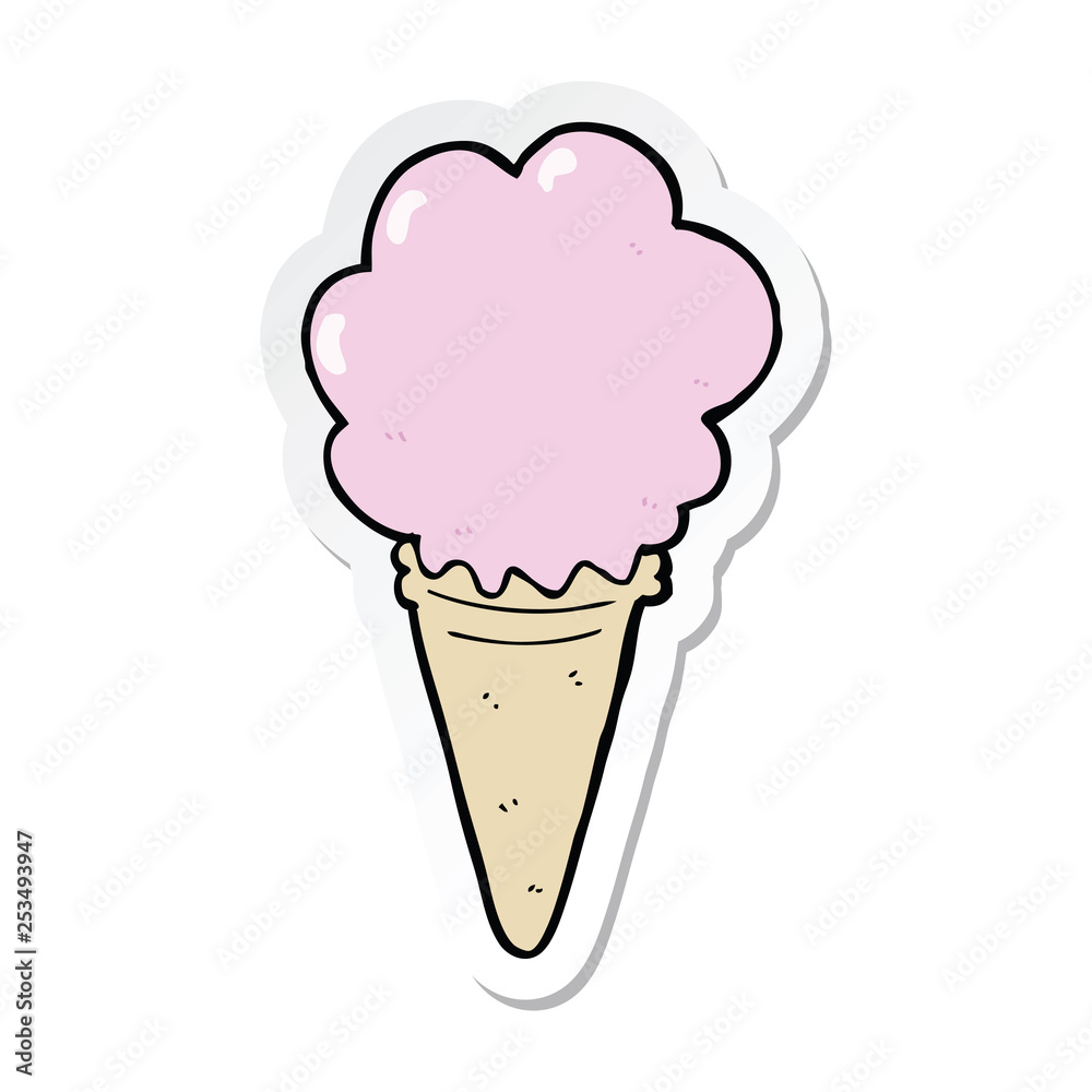 sticker of a cartoon ice cream sticker of a cartoon ice cream