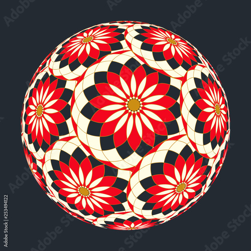 floral balloon lantern symbol in red black gold shades