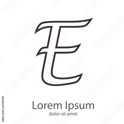 Logotipo letra E mayúscula lineal color gris