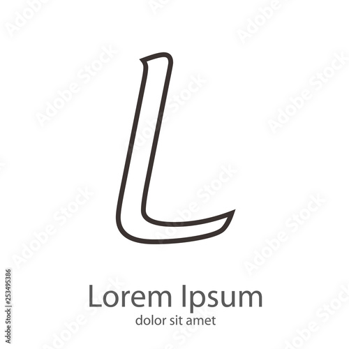 Logotipo letra L mayúscula lineal color gris