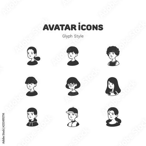 People avatar glyph icons design