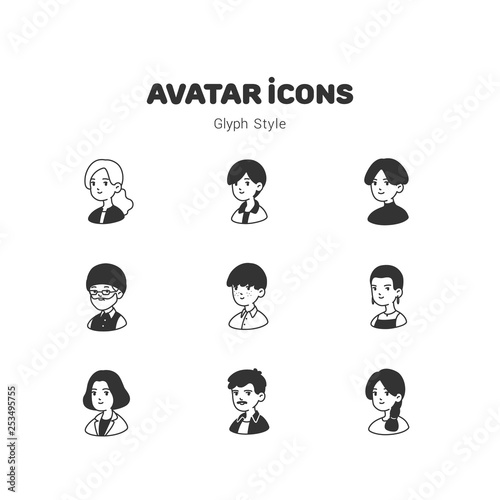 People avatar glyph icons design