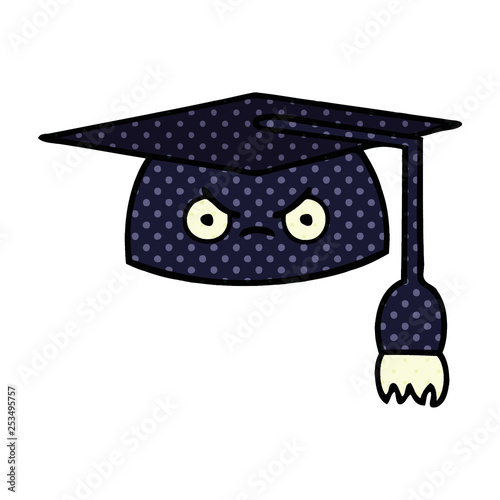 comic book style cartoon graduation hat