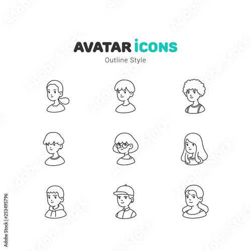 People avatar outline icons design