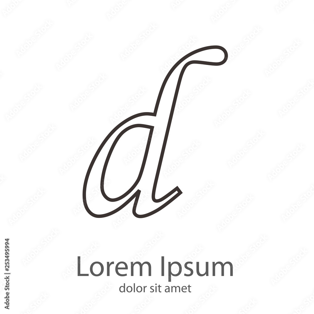 Logotipo letra d minúscula lineal color gris