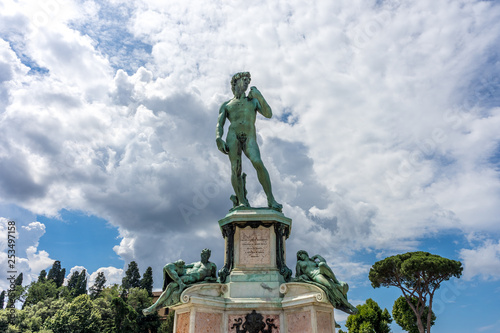The statue of Michelangelo David at Piazzale Michelangelo  Michelangelo Square  in Florence  Italy