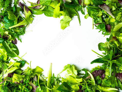 Mixed green Salad frame with copy space