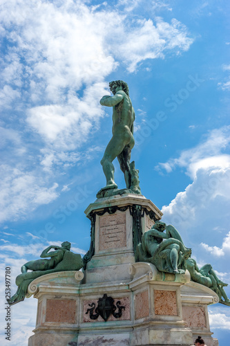 The statue of Michelangelo David at Piazzale Michelangelo  Michelangelo Square  in Florence  Italy