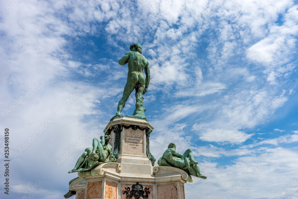 The statue of Michelangelo David at Piazzale Michelangelo (Michelangelo Square) in Florence, Italy