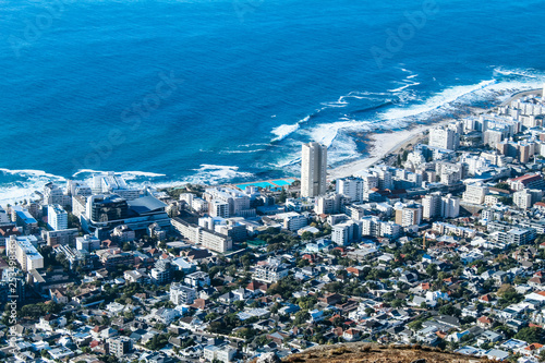 Aerial view of the shore of Sea Point in Cape Town, South Africa photo