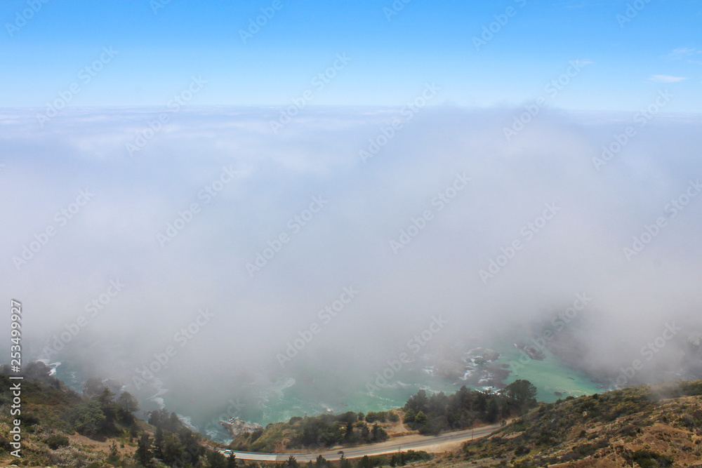 Big Sur Highway above the clouds