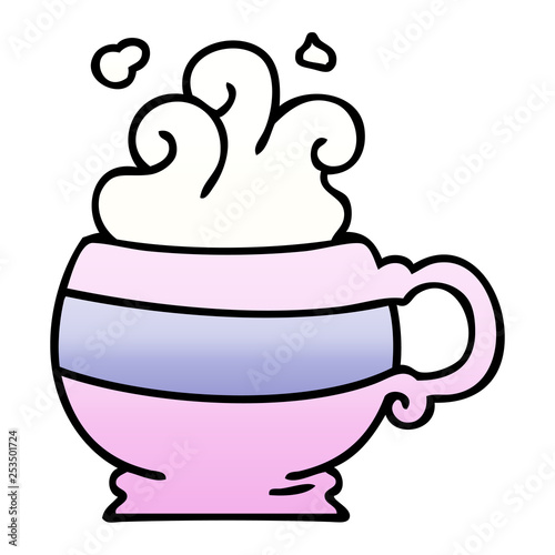 quirky gradient shaded cartoon hot drink