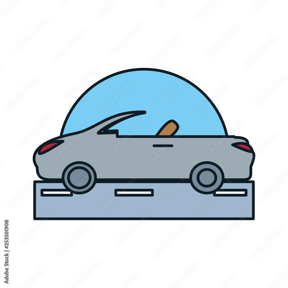 car convertible in road isolated icon