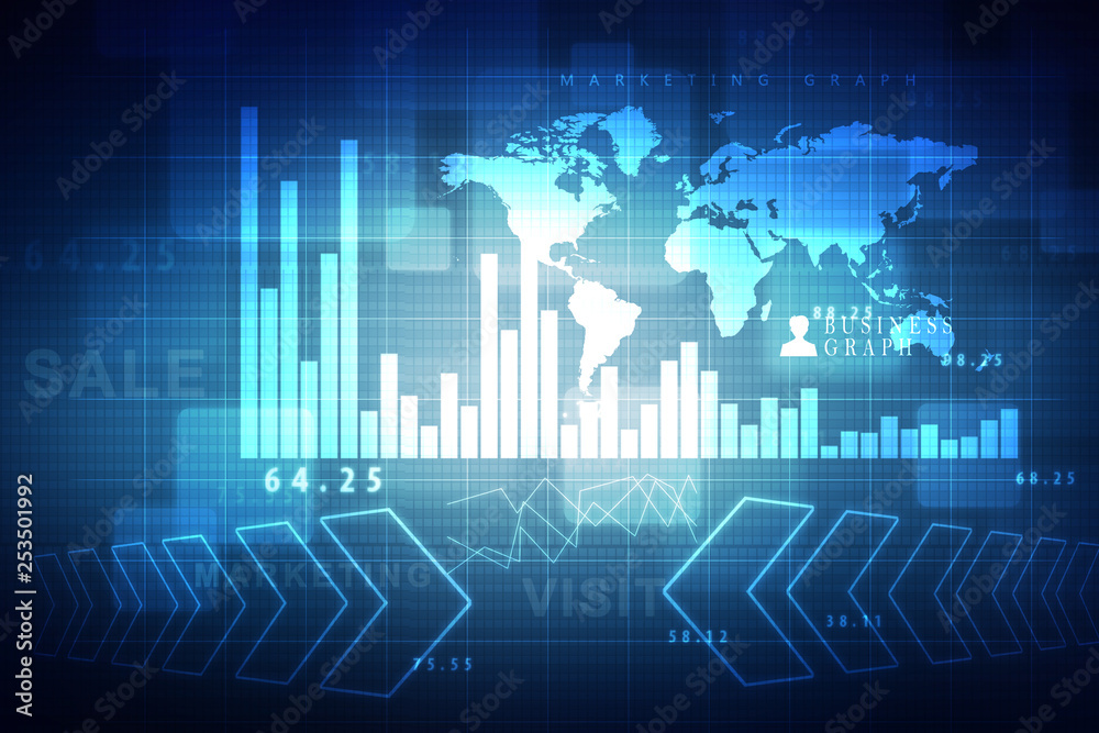 Naklejka premium 2d rendering Stock market online business concept. business Graph