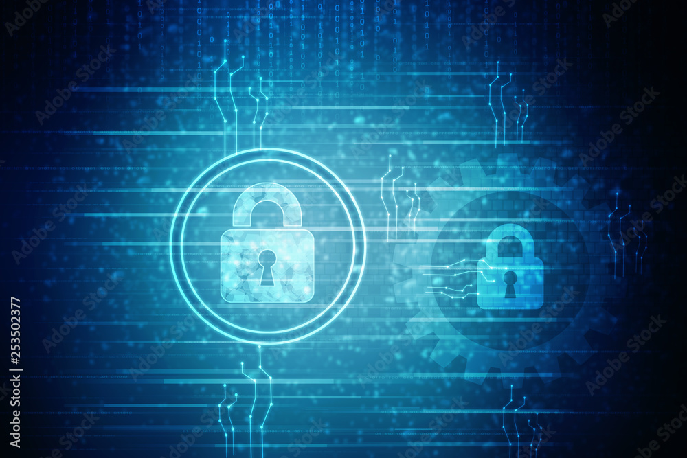 2d illustration Safety concept: Closed Padlock on digital background 2d illustration Safety concept: Closed Padlock on digital background