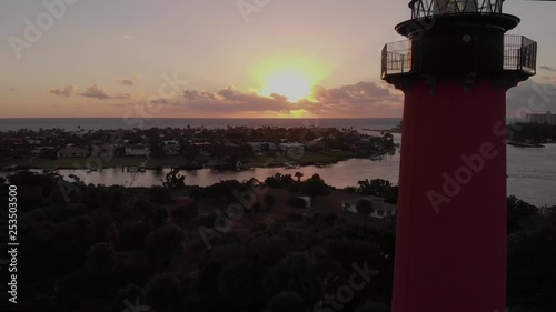 Jib Shot of Jupiter Inlet and Lighthouse at Sunrise photo