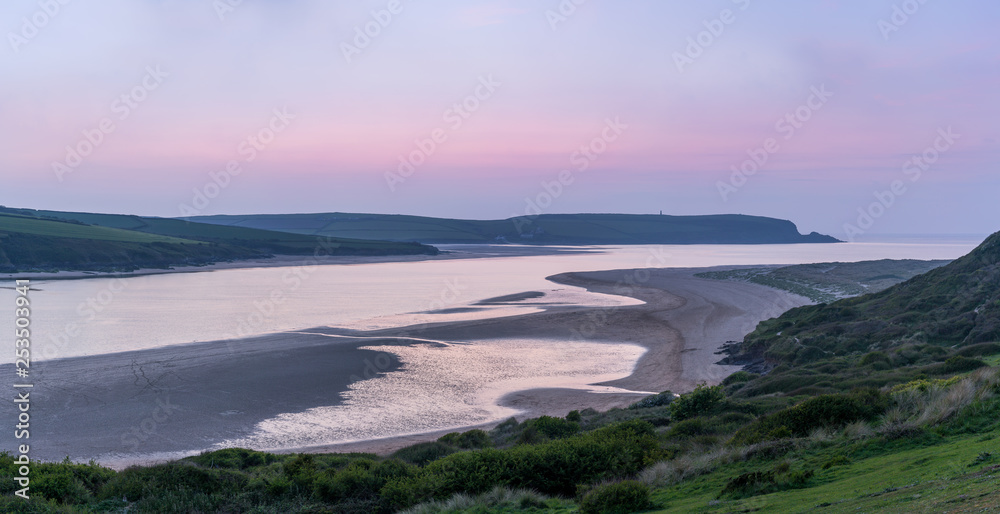 Dusk over the Camel Estuary in North Cornwall