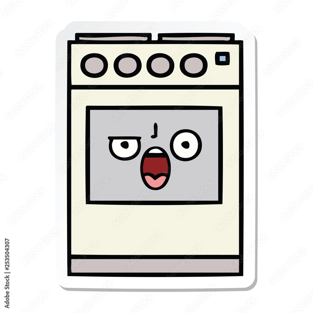 sticker of a cute cartoon kitchen oven sticker of a cute cartoon kitchen oven
