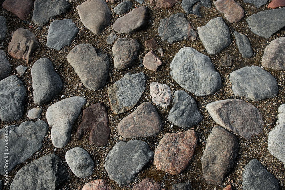 Round cubic stone road close up Round cubic stone road close up