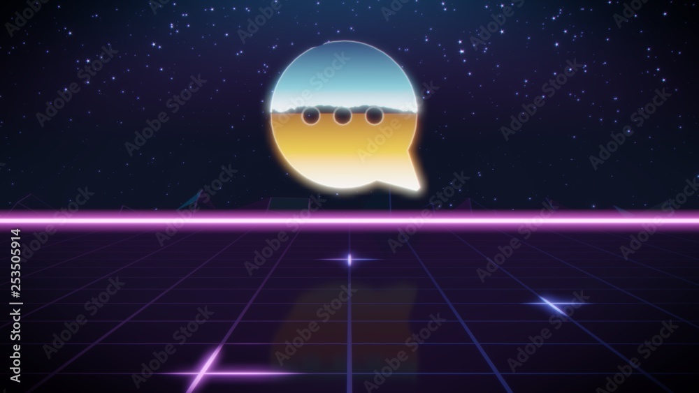 synthwave retro design icon of comment bubble synthwave retro design icon of comment bubble