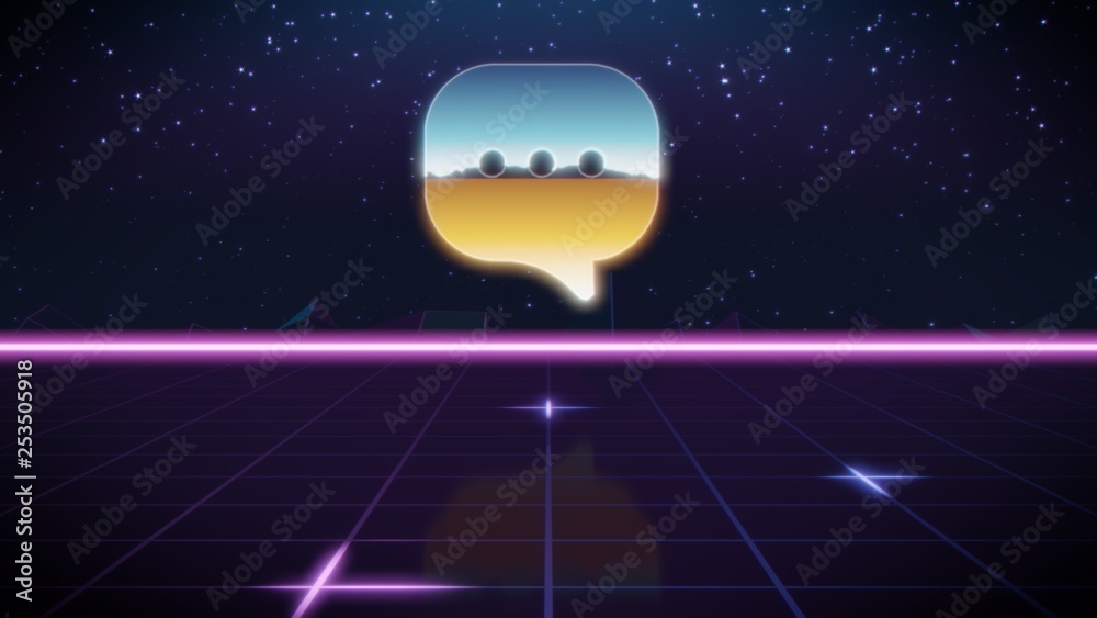 synthwave retro design icon of comment bubble synthwave retro design icon of comment bubble