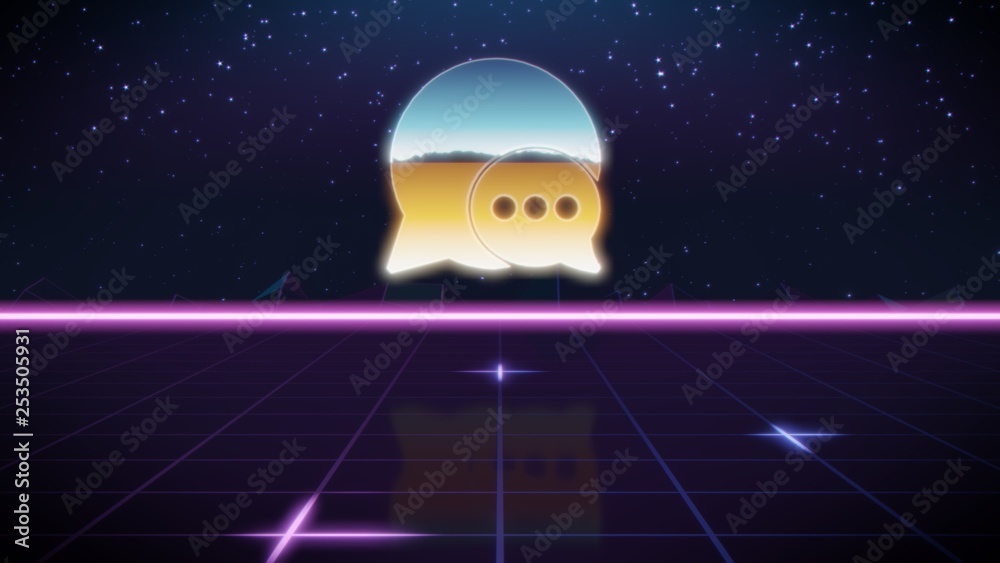 synthwave retro design icon of comment bubbles synthwave retro design icon of comment bubbles
