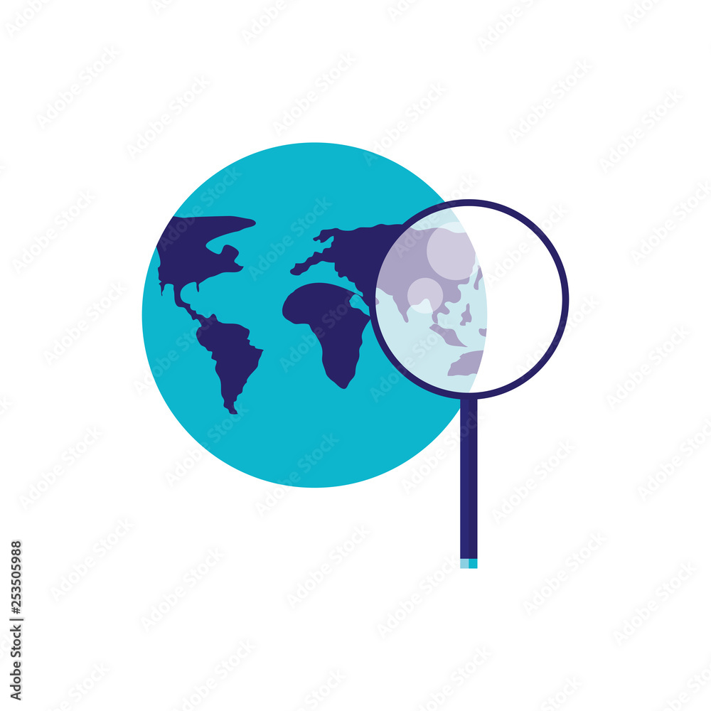 world planet earth with magnifying glass world planet earth with magnifying glass