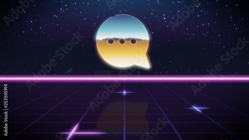 synthwave retro design icon of comment bubble